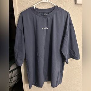 Sculpted Oversized T-Shirt Men’s L Blue Gray Short Sleeve Logo Tee